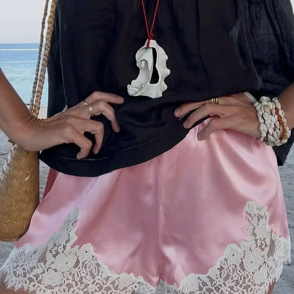 Pink Casual Women Boho Lace Pettipants
